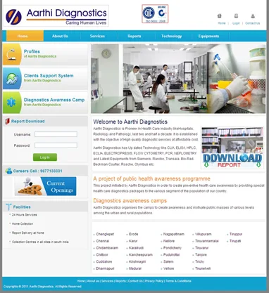 Aarthidiagnostics website preview