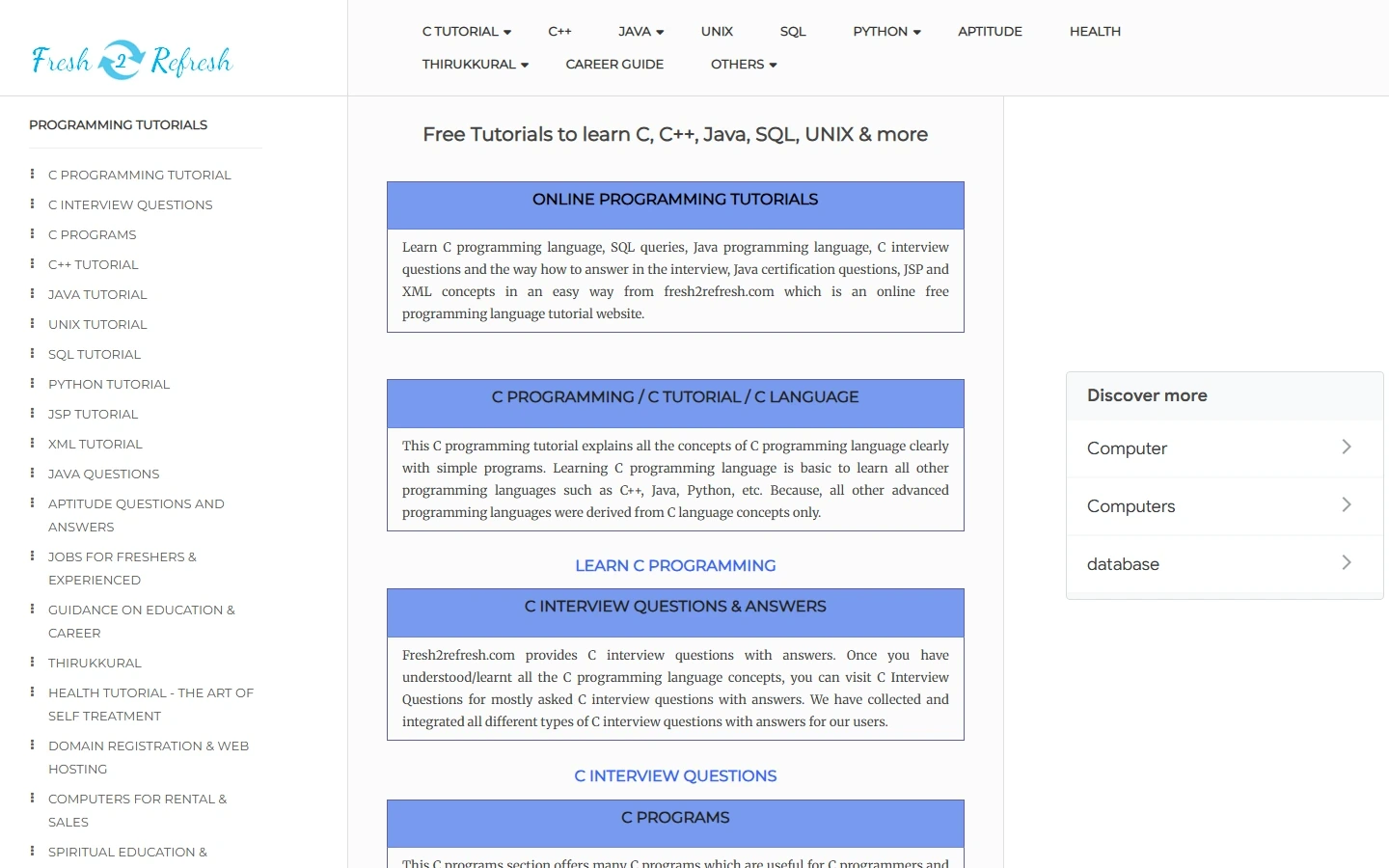 Fresh2refresh website preview