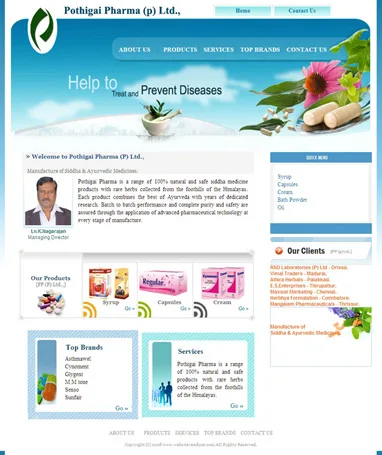 Pothigaipharma website preview