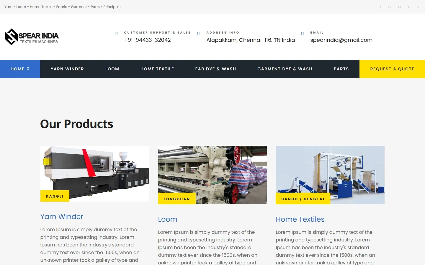 Spearindia website preview