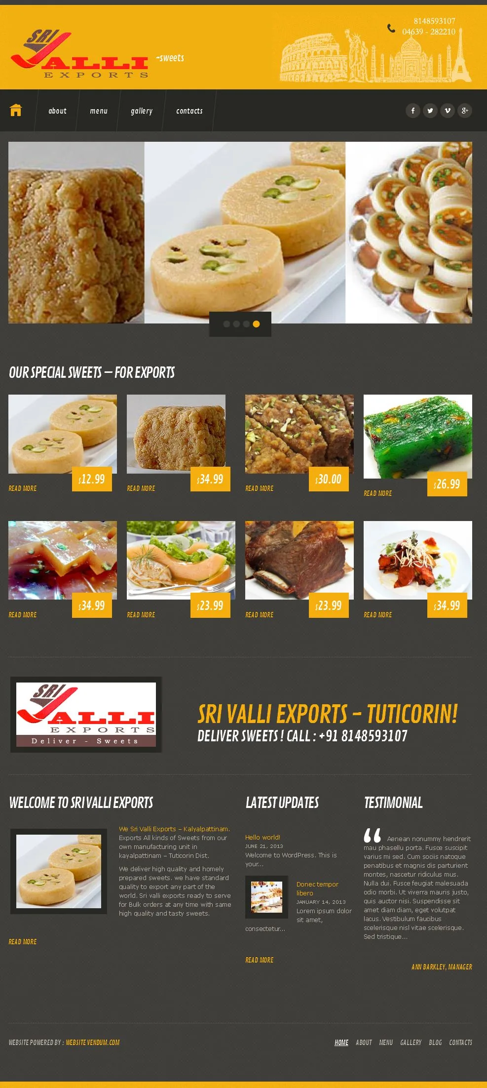 Srivalliexports website preview