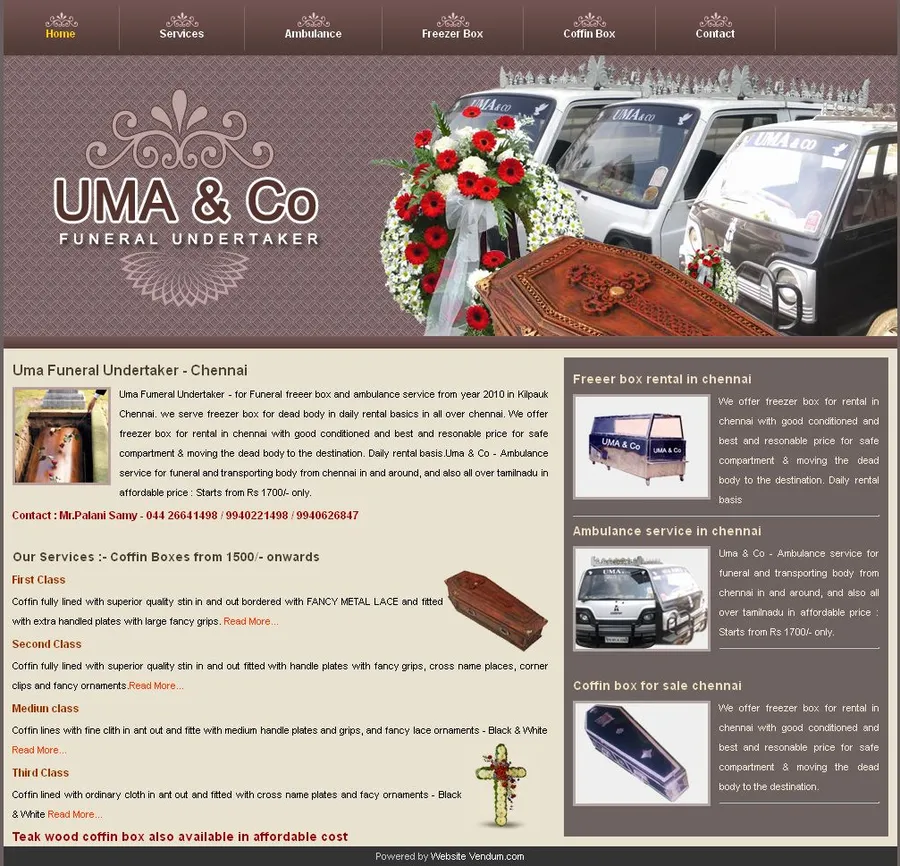 Umafuneralandfreezerbox screenshot 1