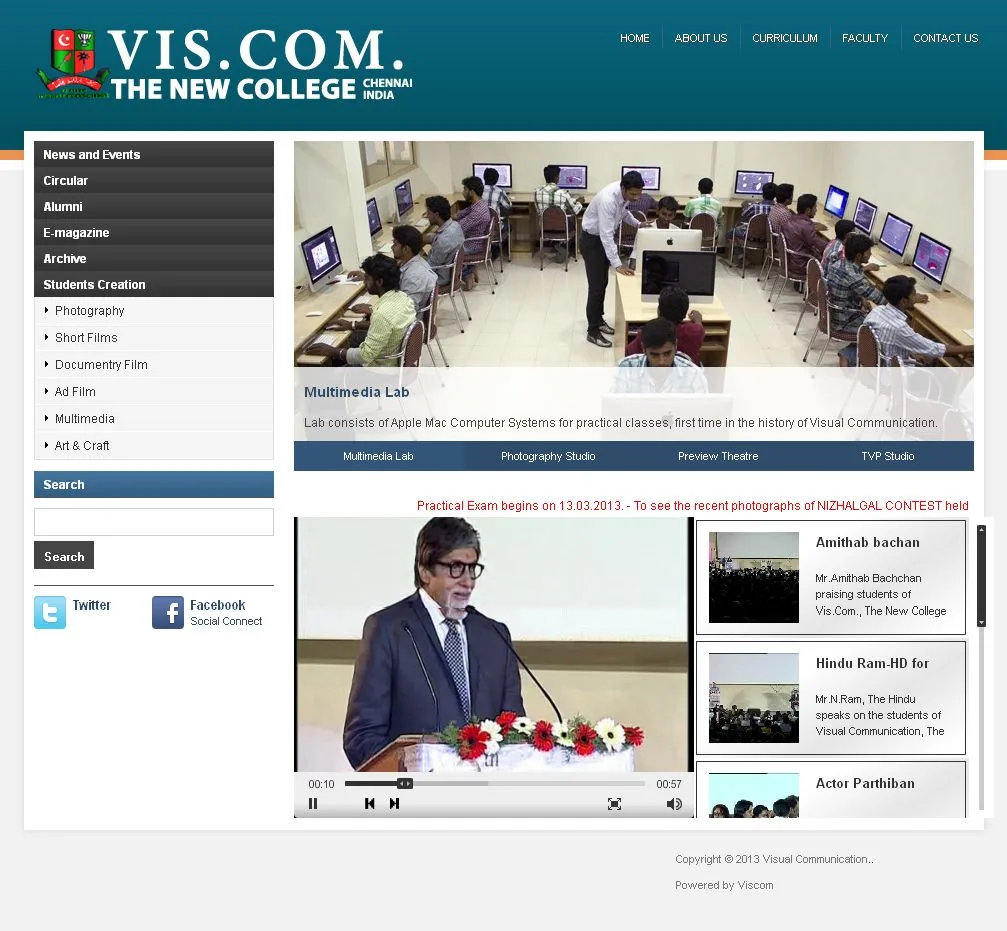 Viscomthenewcollege website preview