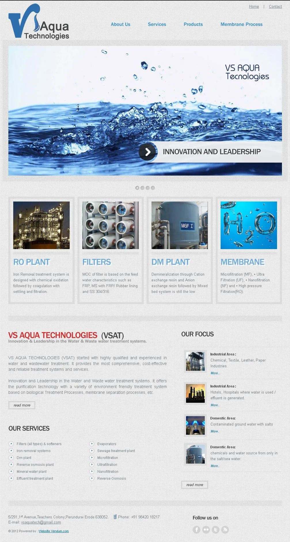 Vsaquatechnologies website preview